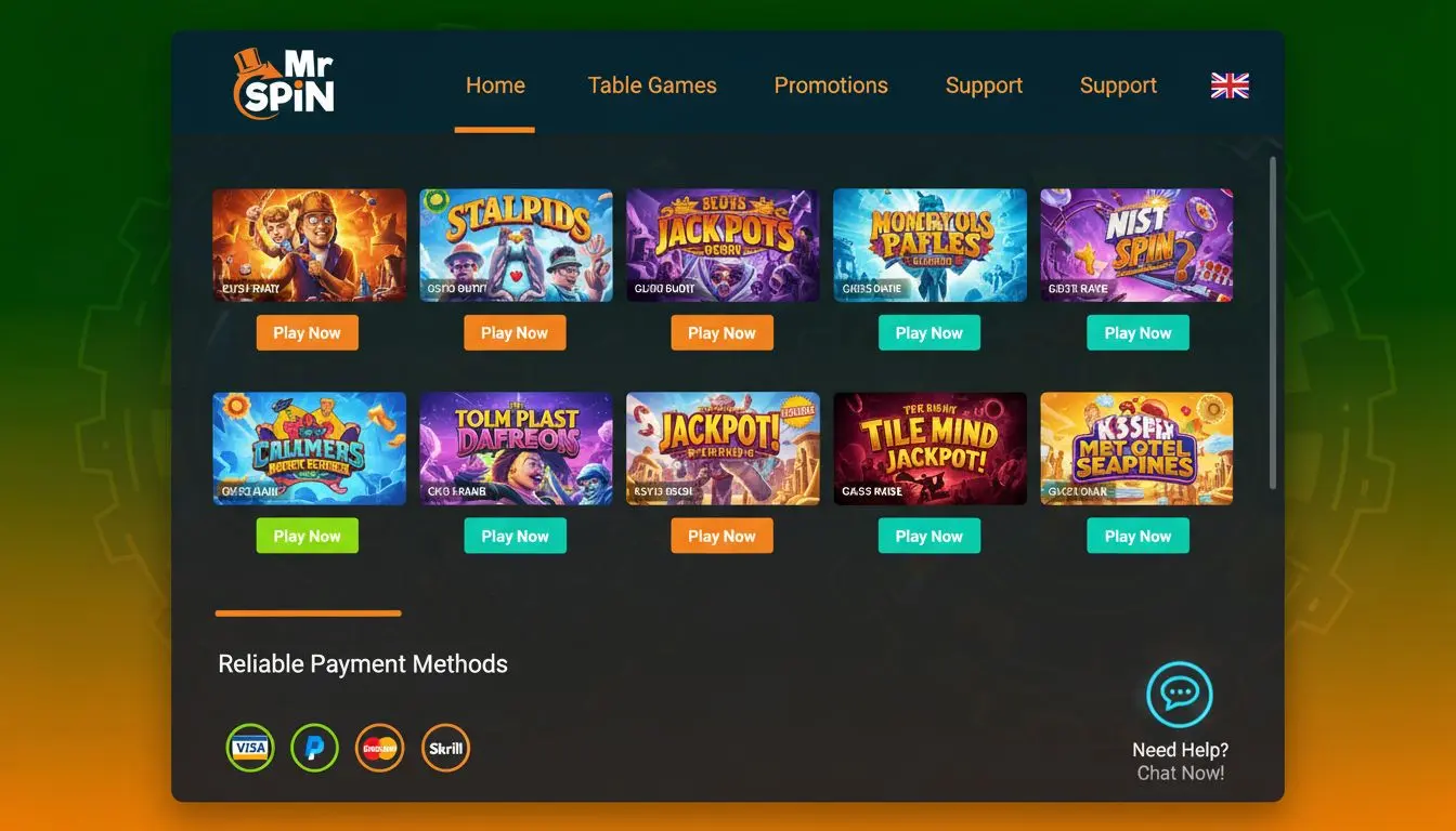Screenshot of Mr Spin casino interface showing reliable UK-friendly features. 